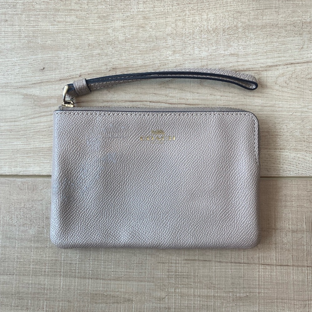 Coach Tan Leather Wristlet Clutch
